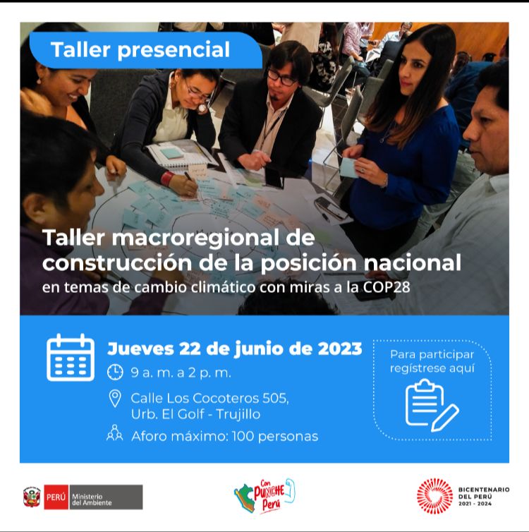 Astry Chavez junto a Jessica Huertas del MINAM y colega del GIJ Cajamarca en un espacio de coordinación sobre cambio climático y poblaciones vulnerables.