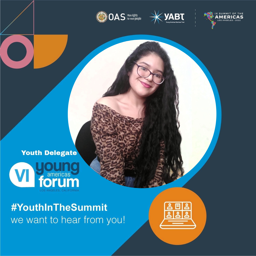 Astry Chavez, delegada oficial de Perú, participando en el VI Foro de Jóvenes de las Américas organizado por el YABT y la OEA.