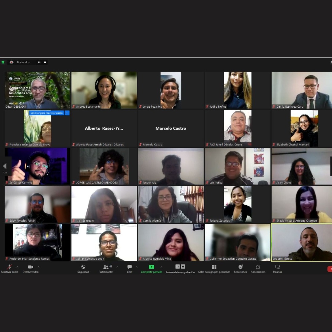 Astry Chavez participando en el taller de delitos ambientales organizado por USAID Perú y SPDA, enfocada en herramientas de conservación amazónica.